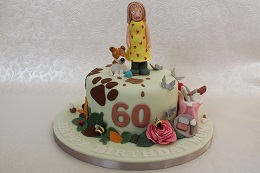 lady with dog and handbag birthday cake